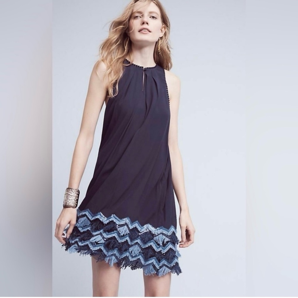 Anthropologie Maeve Navy Blue Festivity Swing Dress